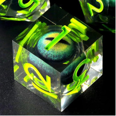 Набор кубиков DND Подвижный глаз дракона смола Dungeons and Dragons Dice 7 шт. многогранный D&D Dice Game Cube с подарочной коробкой DND Dice Set (Dragon Eye Green)