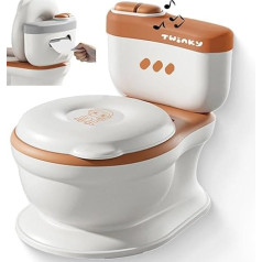 Twinky® Potty for Baby & Child - 3-в-1 Potty Trainer & Children's Toilet for Baby Toilet, Includes Flushing Sound, Compact Design, Music and Roll Holder, Perfect Toilet Seat for Children, Brown