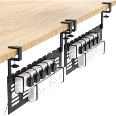 SIVEIS Under Desk Cable Management No Drilling Metal Cable Management Under Desk with Clamp Wire Management Under Desk for Computer Desk