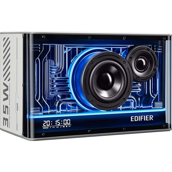 Компактная Bluetooth-акустическая система Edifier QD35 с RGB-световыми эффектами, Bluetooth V5.3 и двумя портами для ультрабыстрой зарядки. Сертифицировано 