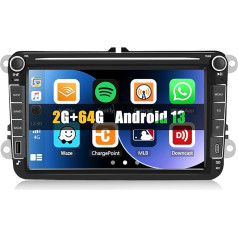 [2+64G] CAMECHO Android 13 Автомобильное радио для VW Golf 5 Golf 6 Skoda Polo Passat Tiguan Touran с Carplay/Android Car/Mirrorlink, 8-дюймовый емкостный сенсорный экран с WiFi GPS FM Bluetooth