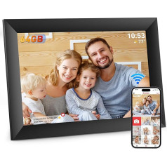 Hesmor 64 GB Frameo Digital Picture Frame WiFi 10.1 Inch 1280 x 800 IPS LCD Touch Screen, Share Photos or Videos Anywhere via Frameo App, Electronic Picture Frame, Black