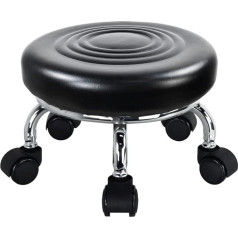 Wkwker Современный роликовый стул PU Leather Low Round Rolling Stool Swivel Small Stool с универсальными колесами для дома офиса гаража магазина фитнеса спорта Высо
