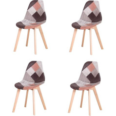 Комплект из 4 обеденных стульев в стиле пэчворк для столовой, кухни, спальни, офиса