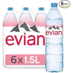 Evian Pet, упаковка из 6 штук, одноразовые (6 x 1,5 л)