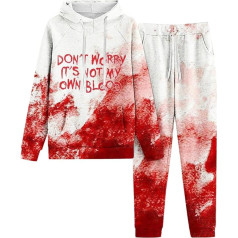 Briskorry Sweatsuit Set Ladies, Толстовки и повседневные брюки, Hoody Set Horror Blood Injury Tracksuit Hooded 2 Piece Sweatsuit Loose Casual Loungewear Winter Fashion Activewear Jogger
