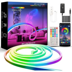 BUNACET Неоновая светодиодная лента 8 м, RGB + IC Неоновая светодиодная лента 24 В, IP65 Водонепроницаемая неоновая световая лента 864 светодиодов, DIY Г