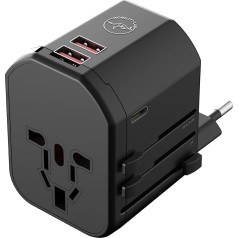 Mobility Lab ML314044 - адаптер для путешествий с 2 портами USB-C - быстрая зарядка 20 Вт - совместимость с более чем 200 странами - 4 устройства одновременно