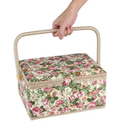 Корзина для шитья Sewing Box, цветочная роза, печатная корзина для шитья с эргономичной ручкой для домашнего органайзера, 30,5 x 23,1 x 15,5 см