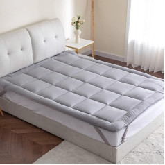 Threads For Bed® Breathable Mattress Topper Underbed 180 x 200 cm Made of Cotton Fabric - Grey Washable Mattress Topper for Comfort and Keep From Dirt Mattress Protector for Mattresses and Box