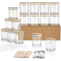 Winter Shore 300 мл стеклянный цилиндр для свечей (16 шт.) - пустые свечи для заливки, высококачественные пустые банки для свечей с бамбуковыми крышк