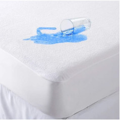 Oxford Homeware Waterproof Mattress Protector, Dust Mite Proof 30cm Deep Mattress Protector Double Bed Soft Noiseless Terry Mattress Cover (135x190cm)