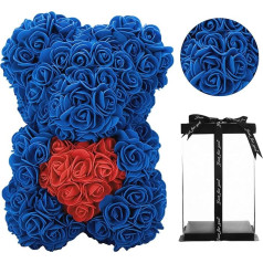 NF Rose Flower Bear - Более 250 цветов на каждой розе - Подарок на День матери, День святого Валентина, юбилей и свадебное торжество - Прозрачная подаро