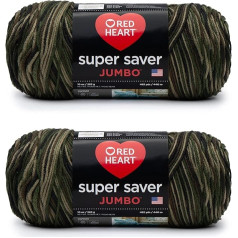 Пряжа Red Heart Super Saver Jumbo Camouflage - 2 упаковки по 10 унций - акрил - 4 Medium (Worsted) - 500 ярдов - Вязание/Кроше