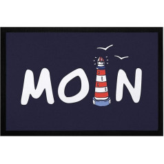 MoonWorks® Коврик для ног Moin Морской маяк Северная Германия Hello Welcome Нескользящий и моющийся черный 60 x 40 см