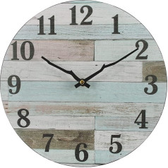 TONZOM 12 дюймов винтажные прибрежные изношенные синие круглые настенные часы на батарейках без тиканья легко читаемые с большими арабскими ц