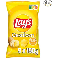Lay's Salted - хрустящие соленые картофельные чипсы для успешной вечеринки (9 x 150 г)