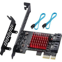 PCIE 1X SATA 3.0 Card 2 Ports with 2 SATA Cables, 6Gbps PCIE SATA Expansion Card, PCIE to SATA Controller, PCIE 3.0 GEN3 JMicron and JMB582 Chip