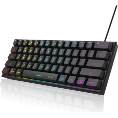 MageGee TS91 Мини 60% Игровая Офисная Клавиатура Водонепроницаемая Проводная RGB Подсветка Компактная Компьютерная Клавиатура для Windows/Mac/Laptop (Чер