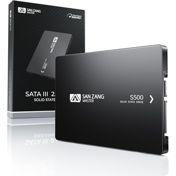 SANZANG SATA SSD 2TB, 2,5-дюймовый внутренний жесткий диск SATA III 6Gb/s, 560MB/s чтение, 500MB/s запись, 3D NAND, совместим с ноутбуками и настольными компьютерами, S50