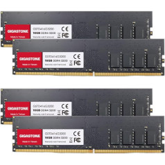 ОПЕРАТИВНАЯ ПАМЯТЬ DDR4: GIGASTONE 64GB Kit (4x16GB) DDR4 3200MHz (2933MHz или 2666MHz) PC4-25600(PC4-23400, 21300) CL22 1.2V UDIMM 288Pin Non-ECC Unbuffered PC Desktop High Upgrade upgrade обновление