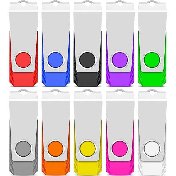 TEWENE 16GB USB Flash Drive 2.0 Flash Drive 10 Pack USB Memory Stick with Keychain and Sticker for Computers Cars
