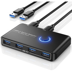 USB-переключатель 2 ПК USB 3.0 Переключатель 2 входа 4 выхода USB KVM переключатель с 2 высокоскоростными кабелями USB 3.0 для принтера, мыши, клавиатур