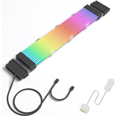Sirlyr 24 Pin RGB кабель, адресный RGB PSU кабель удлинители - PC ATX материнской платы блока питания, для компьютерного корпуса ARGB украшения, тонкая све