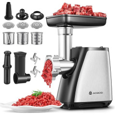 AAOBOSI Мясорубка 4-в-1 Электрическая мясорубка [2800 Вт макс] с 3 дисками, режущими лезвиями, 2 лезвиями, 3 пластинами, набивкой для колбас, набором 