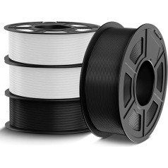 TECBEARS PETG Filament 1.75 mm Bundle 4 kg, Stronger Toughness PETG 3D Printer Filament, Dimensional Accuracy +/- 0.02 mm, 4 Spools, 1 kg per Spool (2 x Black, 2 x White)