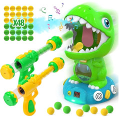 EagleStone Мобильная игрушка для стрельбы по динозаврам для детей 5-7 лет с пульверизатором, электронная игрушка-мишень с 2 помповыми ружьями, 48 п