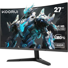 Изогнутый игровой монитор KOORUI 27 дюймов, FHD 1080p, время отклика 1 мс, частота обновления 180 Гц, HDMI 2.0/DP 1.2, яркость 250 кд/м², черный 27E6CA