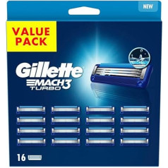 Сменные лезвия для бритвы Gillette Mach3 Turbo для мужчин, 3 лезвия, 16 сменных лезвий