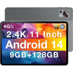 DOOGEE T30SE Планшет Android 14, 9(4+5) GB RAM + 128GB ROM (2TB TF) Планшеты, 2.4K IPS большой дисплей Игровой планшет 11 дюймов, 8580 мАч аккумулятор, Dual 4G LTE Tablet PC 5G WiFi, 13MP + 5M