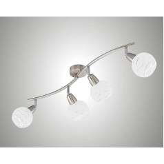 Trango 4-Bulb Dimmable LED Ceiling Light 1001-42SD Потолочный светильник из нержавеющей стали с дизайнерскими стеклами, включающий 4x светодиодные лампы 3000K тепл
