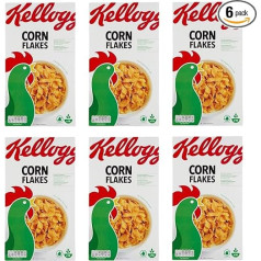 6 x Kellogg's Corn Flakes Crispy Golden and Delicious Palm Oil No Dyes No Artificial Flavours 500 g