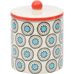 Tranquillo Ethno керамическая коробка для хранения ватных дисков и банных принадлежностей с крышкой 8 x 8 x 12 см