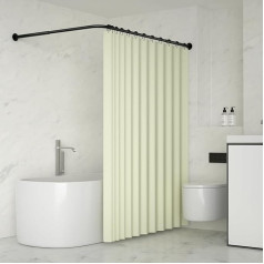 YOFOQ Shower Curtain Rail L Shape, регулируемый L-образный угловой душевой поручень 62-94 x 141-174 см, нержавеющая сталь Shower Curtain Rail для ванны с 16 кольцами для ду