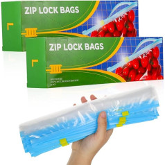 Упаковка из 50 пакетов для хранения продуктов, многоразовые пакеты Ziplock (4,55 л), большие пакеты Ziplock, сверхпрочные пакеты для продуктов с расши