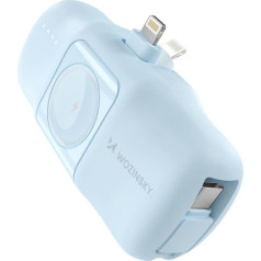 Мини powerbank 5000mAh 15W iPhone Lightning и зарядное устройство для Apple Watch - синий