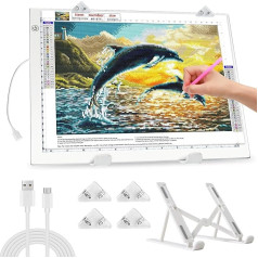 Zocelight A4 Light Pad for Diamond Art Kit for Adults, Ultra Thin Light Board with Stand and Clip for Diamond Painting Accessories, 3 Levels, Dimmable Light Box for Drawing, Sketching, Animation