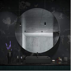 GOLD&CHROME UNIQUE DESIGN The Crystal Round Wall Mirror No Frame 70cm x 70cm x 1cm 4.4kg Beveled C Edge Modern Minimalist