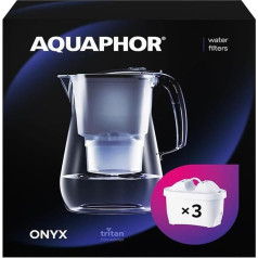Кувшин-фильтр для воды AQUAPHOR Onyx объемом 4,2 л, для очистки от накипи, хлора и других примесей, в комплекте 3 картриджа Maxfor+ - премиальный кувшин-