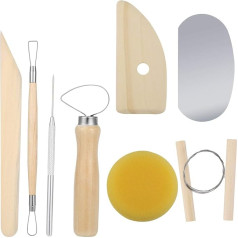 Heyu-Lotus 8 Pieces Modelling Tools Set for Pottery, Wood and Metal, Pottery, Modelling Tool, Complete Ceramic Tool Set for Beginners, Ceramic Clay, Ceramic Sculpture, Carving Design