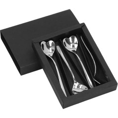 4 Stück Herzförmige Teelöffel 4 Stück Kaffeelöffel Edelstahl Kleine Runde Teelöffel Set Stahl Herzförmige Tee Dessert Zucker Rührlöffel für Café Edelstahl Kaffeelöffel