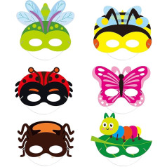 TirEurt Pack of 30 Children's Birthday Party Masks Animal Masks Spring Insect Theme Costume Cosplay Masks Dress Up Eye Mask Photo Props Mask for Masquerade Cosplay Birthday Party Accessories