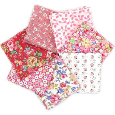 Namvo 7pcs 50 x 50 cm Cotton Craft Material Patchwork Pattern Cloths DIY Handmade Sewing Quilting Fabric Different Designs Pink Tone