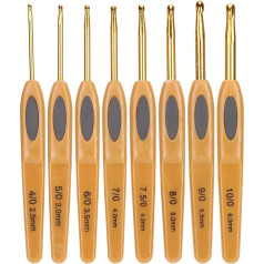 Крючки для вязания клевера, Yctze Clover Crochet Hooks, Pack of 8, Crochet Hooks, Knitting Tools, Aluminium Ergonomic Pullover Needles, Brown Plastic Handle