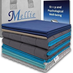 Mellie Luxury 6.8kg Weighted Blanket Set for Super King Size Beds 2 Warming and Cooling Zipped Covers Stress Insomnia Anxiety Relief Weighted Blanket - 180 x 200 cm