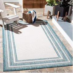 Safavieh Courtyard Collection CY8475-53512 Коврик для закрытого/открытого грунта, квадрат 6 дюймов / 7 дюймов, слоновая кость / тил